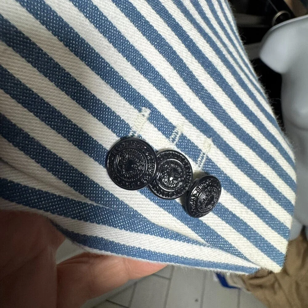 Brooks Brothers Red Fleece Blue White Stripe Cotton Blazer Jacket 10 - Picture 6 of 9